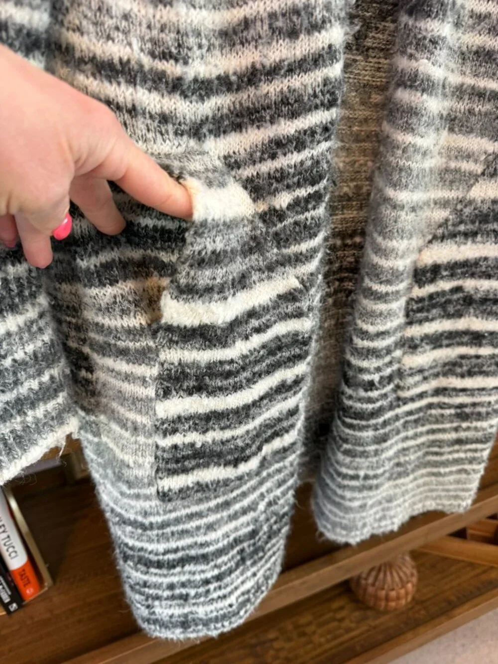 Neiman Marcus Mohair Blend Long Stripe Cardigan Sweater